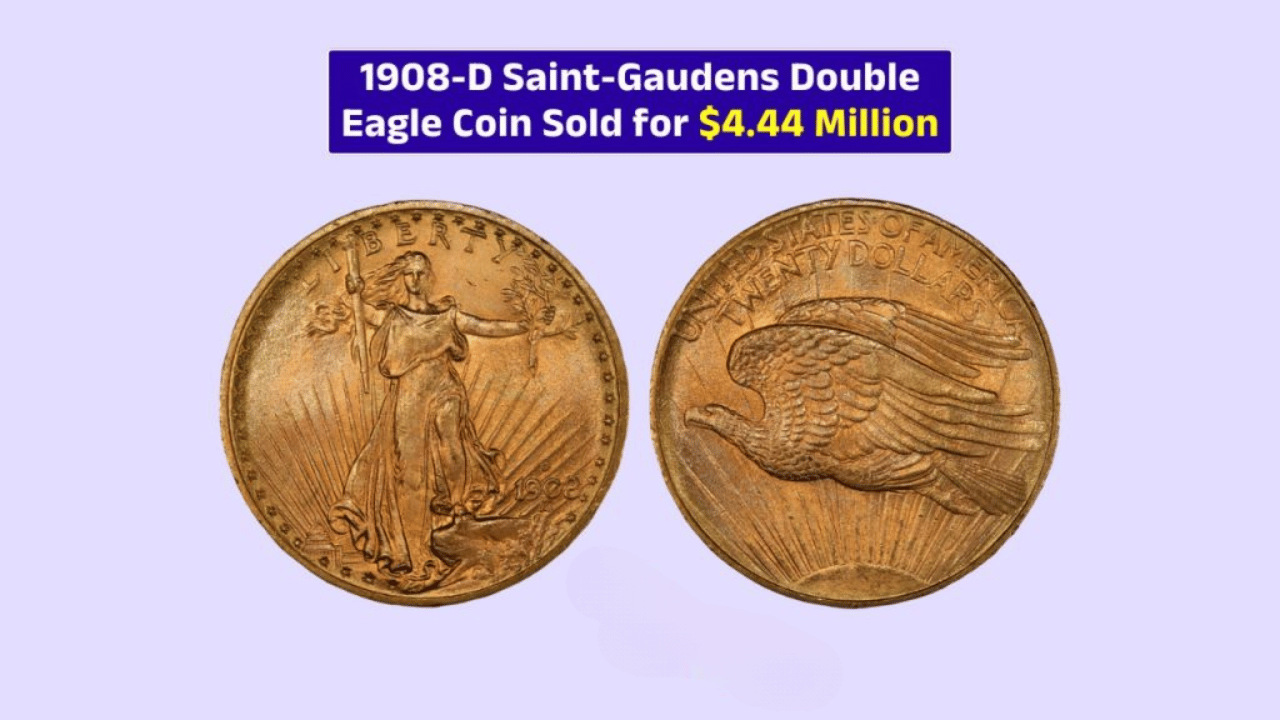 1908-D Saint-Gaudens Double Eagle Coin Sold for $4.44 Million – Know More About Its History & Value